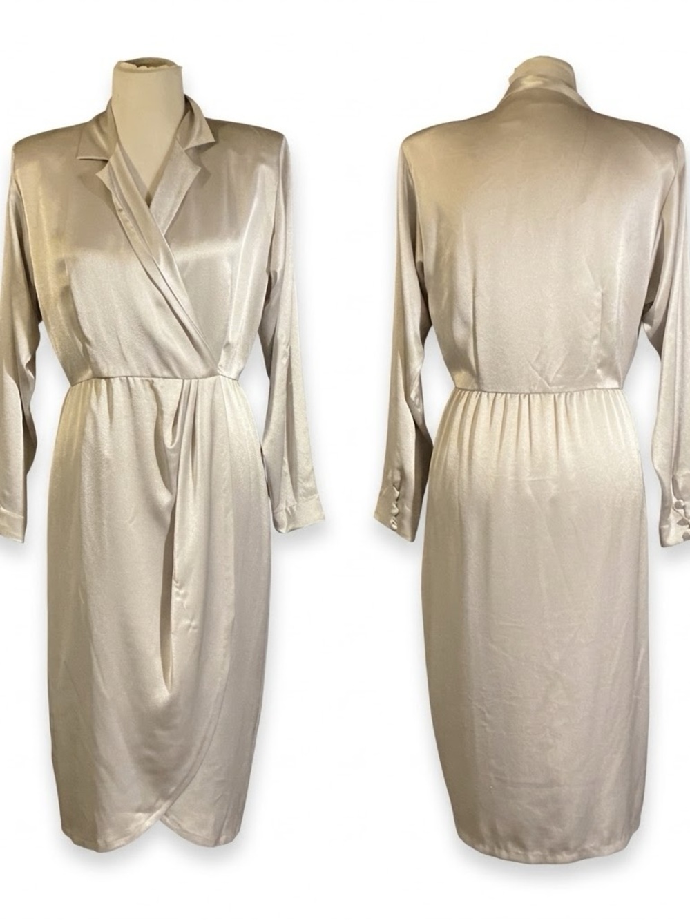 Claiborne Cream Satin Wrap Robe